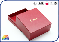 Red Texture Paper Rigid Box Present Package Gold Foil Logo Stamping