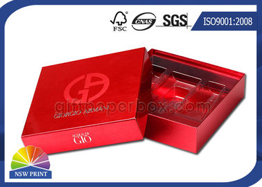 Fancy Red Square Cosmetic Rigid Paper Cardboard Gift Box With Plastic Inner Tray