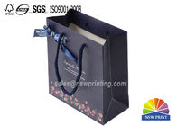 Ribbon Decorated Custom Designed Paper Shopping Bags With Handles , Premium Printed