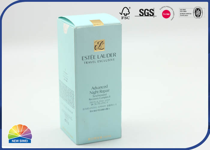 Los cosméticos de lujo cubrieron la impresión de sellado caliente 4c del oro de la caja de papel para la loción de la esencia
