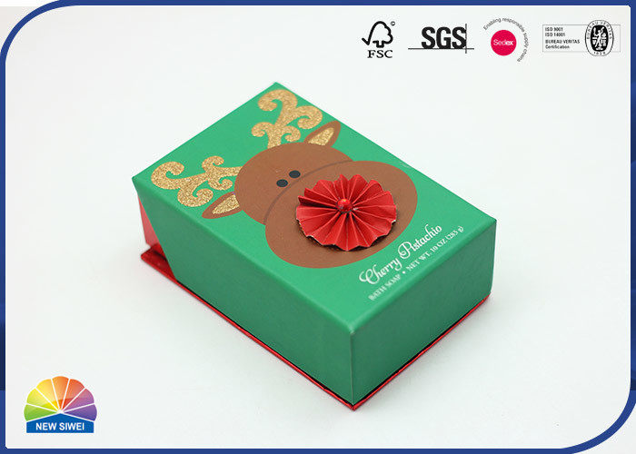 Caja de regalo con bisagras de la tapa del empaquetado del regalo de la Navidad para el color verde hecho a mano de las velas