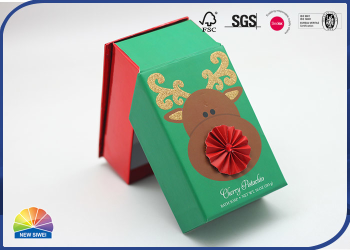 Caja de regalo con bisagras de la tapa del empaquetado del regalo de la Navidad para el color verde hecho a mano de las velas