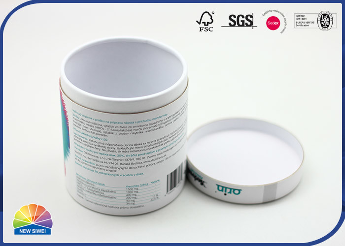 Base blanca modificada para requisitos particulares tubo de empaquetado de papel brillante de la cartulina de la categoría alimenticia que barniza