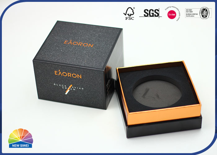 Sellado caliente de grabación en relieve del oro de regalo de la caja de la laminación de papel negra de EVA Foam Eco Friendly Matte
