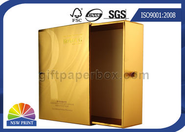 Caja de papel de la capa del cajón metálico ULTRAVIOLETA del oro/empaquetado cosmético de lujo de la caja de diapositiva