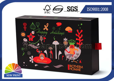 Caja de papel personalizada laminada brillante del cajón, caja de papel de la cartulina negra
