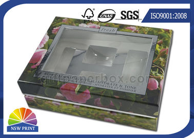 Caja de regalo de papel cosmética de la ventana de la caja rígida clara del puño que empaqueta con la bandeja de la ampolla