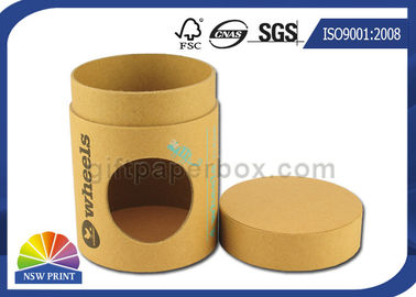 Tamaño modificado para requisitos particulares tubo de empaquetado del papel de Brown Kraft del casquillo plano con la ventana cortada con tintas