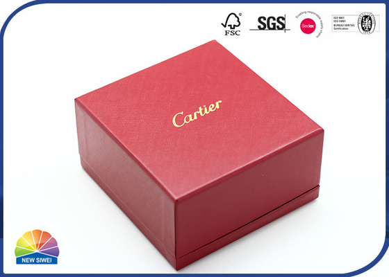 Actual hoja de oro del paquete de la caja rígida de papel roja de la textura Logo Stamping