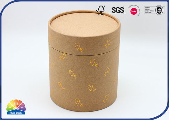 Tubo de empaquetado de papel de Brown Kraft de la bufanda de los calcetines del corazón del sellado de oro