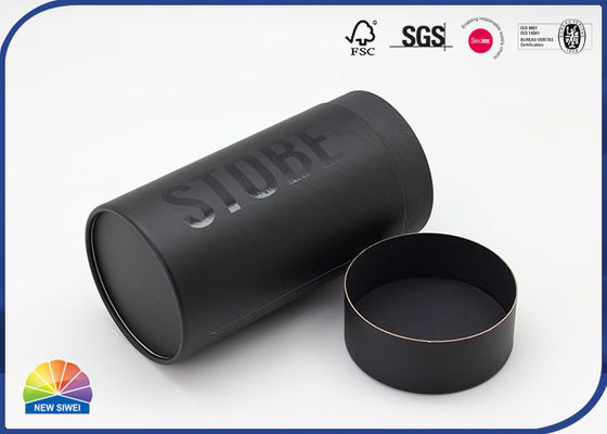 Tubo de empaquetado de papel negro ULTRAVIOLETA de plata de Logo Spot para la camiseta