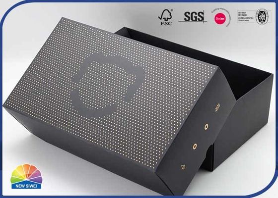 sellado de empaquetado de la hoja de oro de la caja del rectángulo negro de la cartulina 350gsm