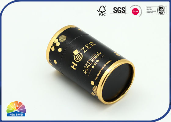 Grabación en relieve de empaquetado de papel del tubo del regalo del oro negro ULTRAVIOLETA de la impresión 182gsm