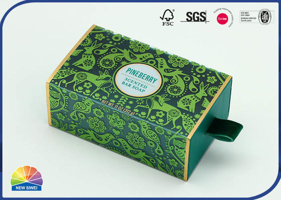 Caja verde del paquete del regalo del papel del cajón del ANIMAL DOMÉSTICO que sella con la manija que se reúne