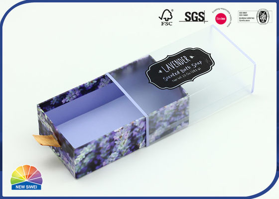 Jabón aromático Paquete de regalo Cajón Caja de papel Cinta Tirador Caja 4c Imprimir