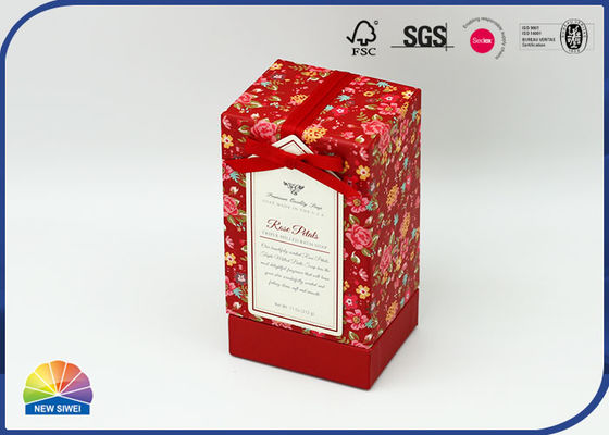 Caja adornada Bowknot de Rose Soap Packaging Rigid Neck