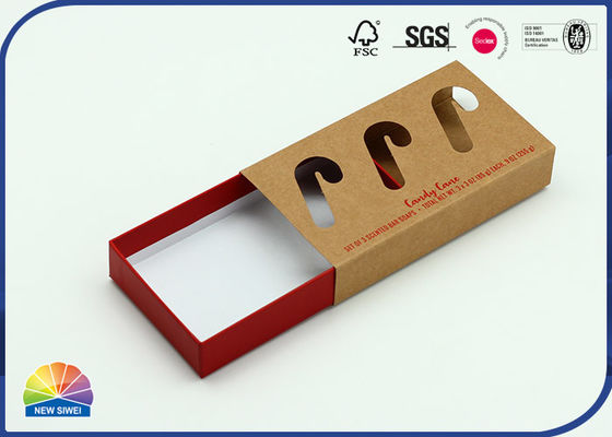 Cajón de cartón Kraft FSC Caja de papel deslizante de embalaje navideño