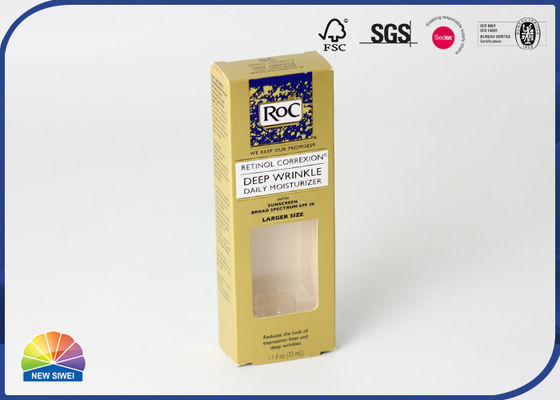 La caja de regalo cortada con tintas poner crema de la cartulina de la ventana del baño grabó en relieve