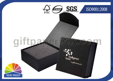 Caja de regalo de encargo negra o roja de la joyería con el logotipo impreso para el empaquetado del anillo de bodas